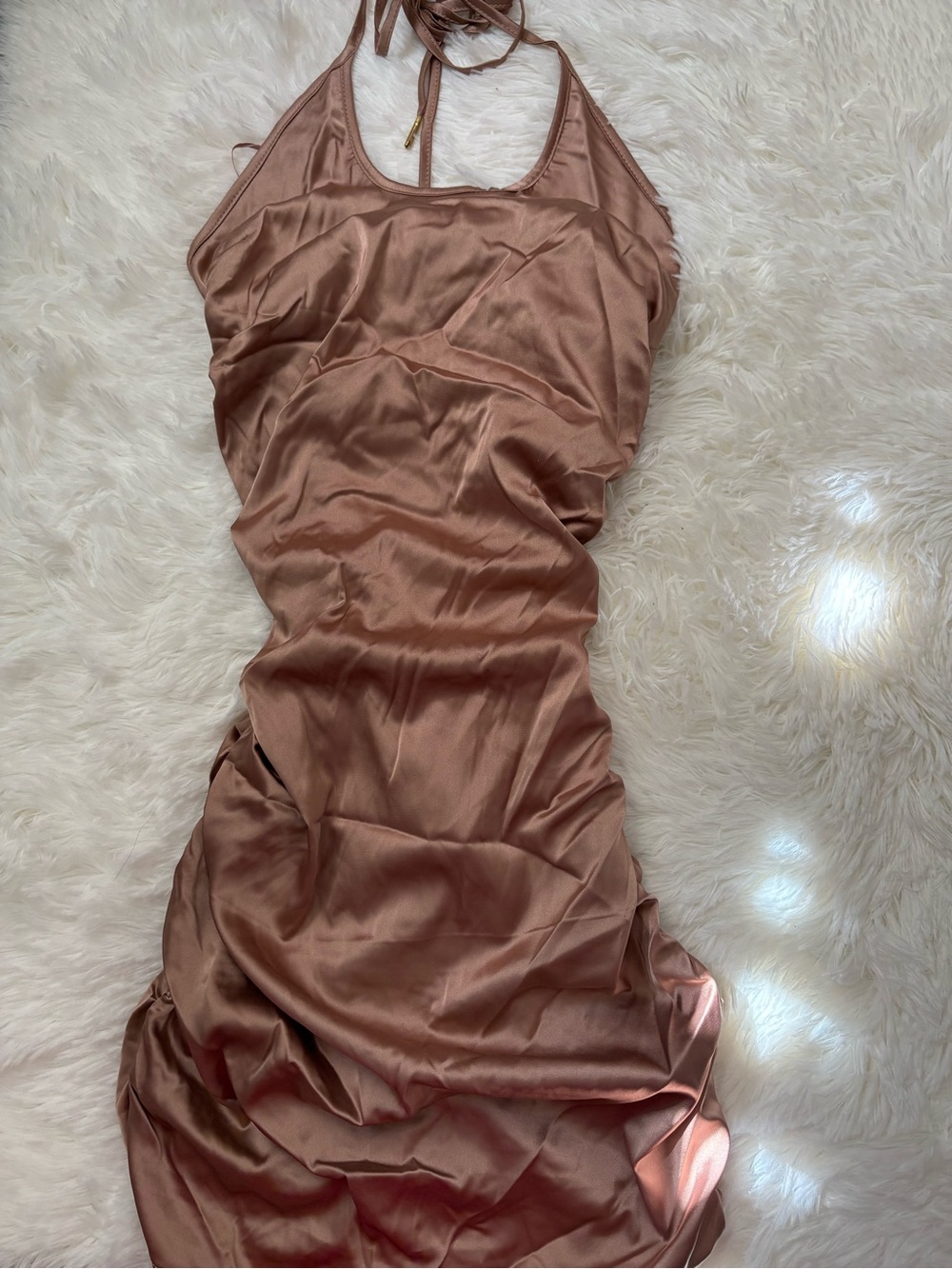 Style & Co. Satin Halter Midi Dress in Rose Taupe